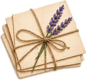 Two letters tied with twine and lavender